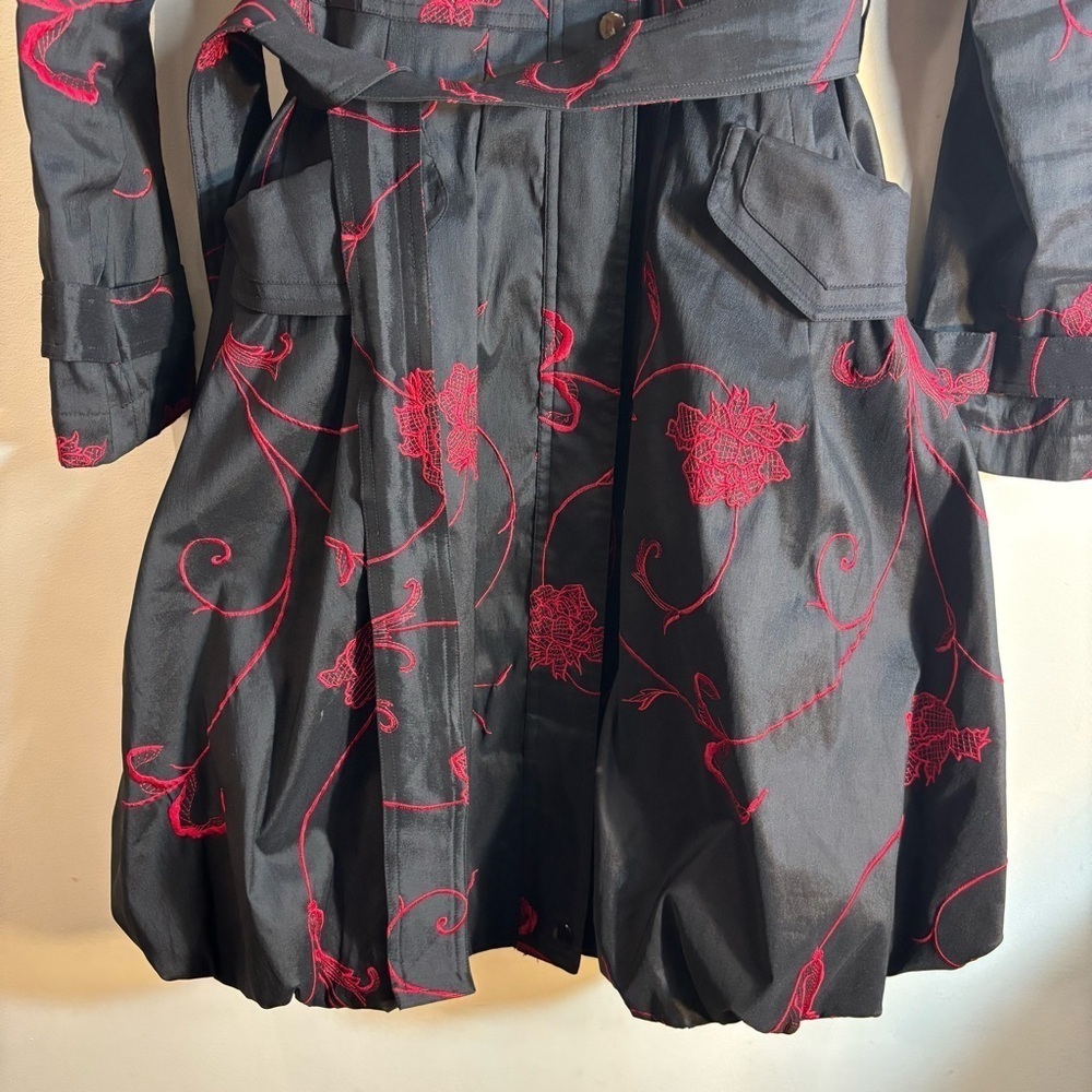 SAMUEL DONG Sz S Jacket Embroidered Roses Funnel Neck Zipper Closure Pockets NEW - Picture 5 of 13